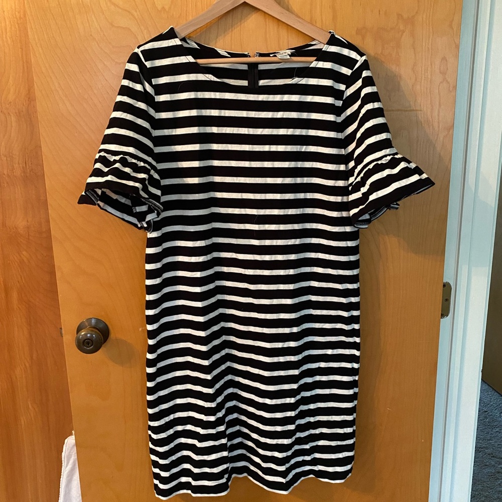 J. Crew Balloon Short Sleeve Striped Summer Dress